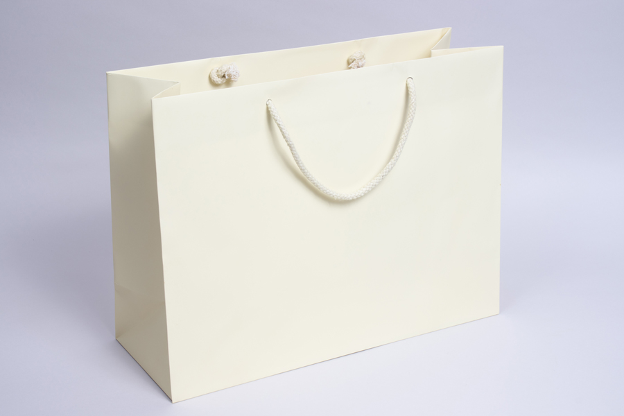 16 x 6 x 12 MATTE IVORY FLASH SALE EUROTOTE SHOPPING BAGS