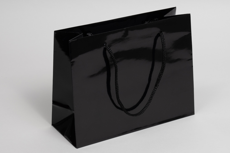 9 x 3.5 x 7 GLOSS BLACK SPECIAL PURCHASE EUROTOTE SHOPPING BAGS