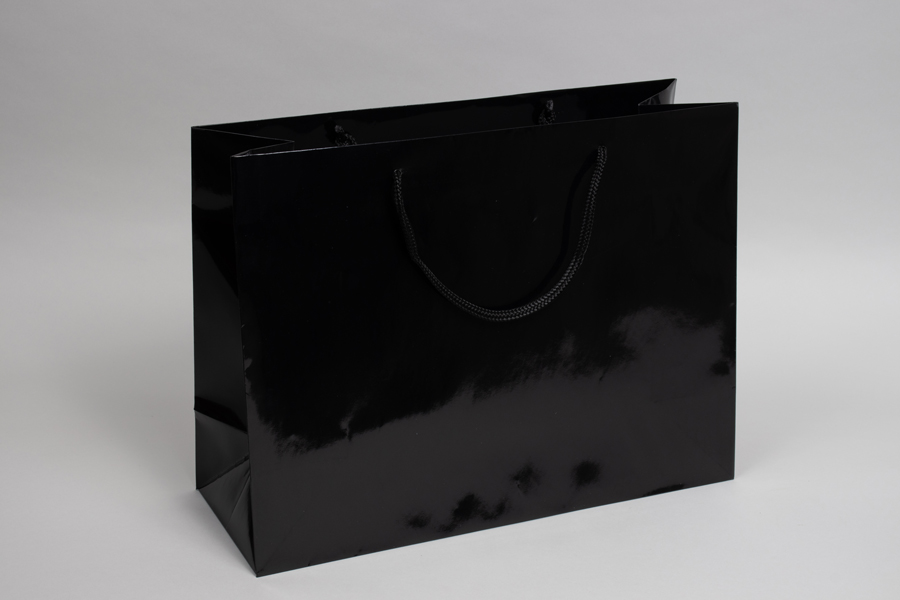 16 x 6 x 12 GLOSS BLACK SPECIAL PURCHASE EUROTOTE SHOPPING BAGS