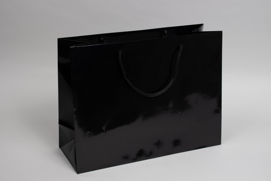 16 x 6 x 12 GLOSS BLACK FLASH SALE EUROTOTE SHOPPING BAGS