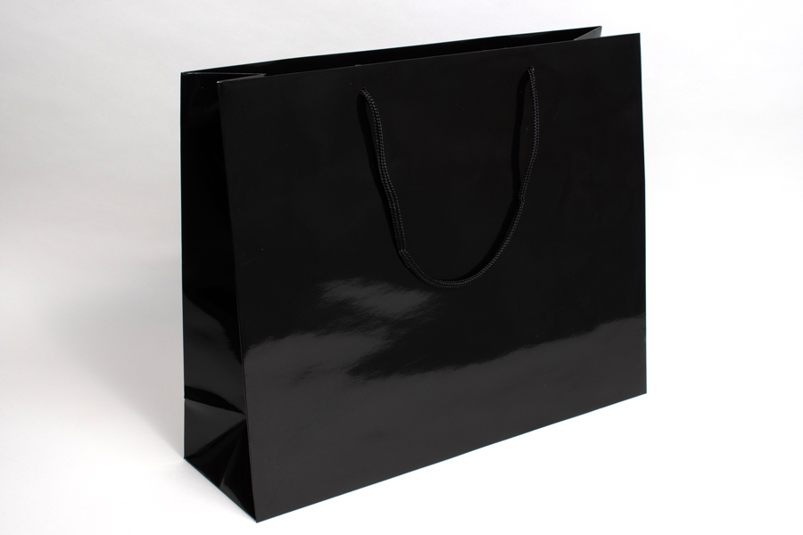 20 x 6 x 16 GLOSS BLACK SPECIAL PURCHASE EUROTOTE SHOPPING BAGS