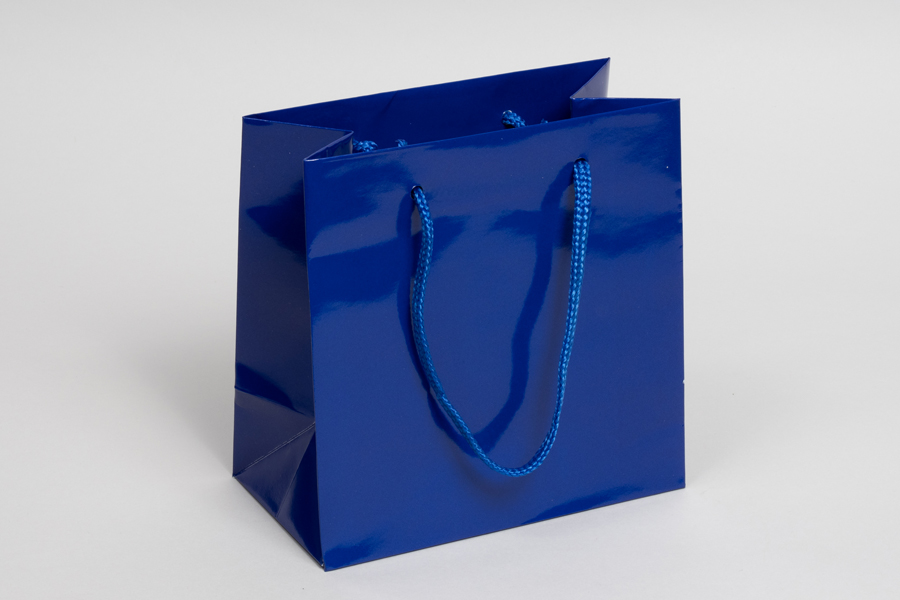 6.5 x 3.5 x 6.5 GLOSS ROYAL BLUE SPECIAL PURCHASE EUROTOTE SHOPPING BAGS