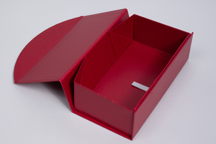 7-1/4 x 3-5/8 x 2-1/4  RED LEATHERETTE MAGNETIC LID GIFT BOXES