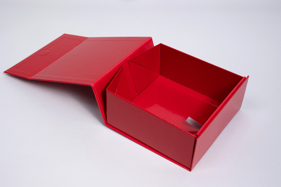 6 x 6 x 2-3/4 RED GLOSS MAGNETIC LID GIFT BOX