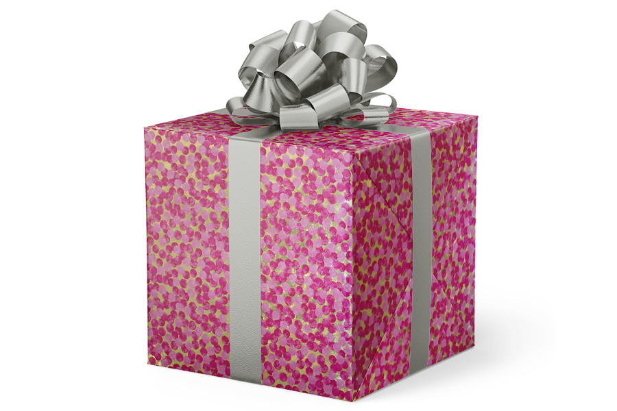 24-in x 417-ft PINK CONFETTI DOTS METALLIZED GIFT WRAP (GW-9438)