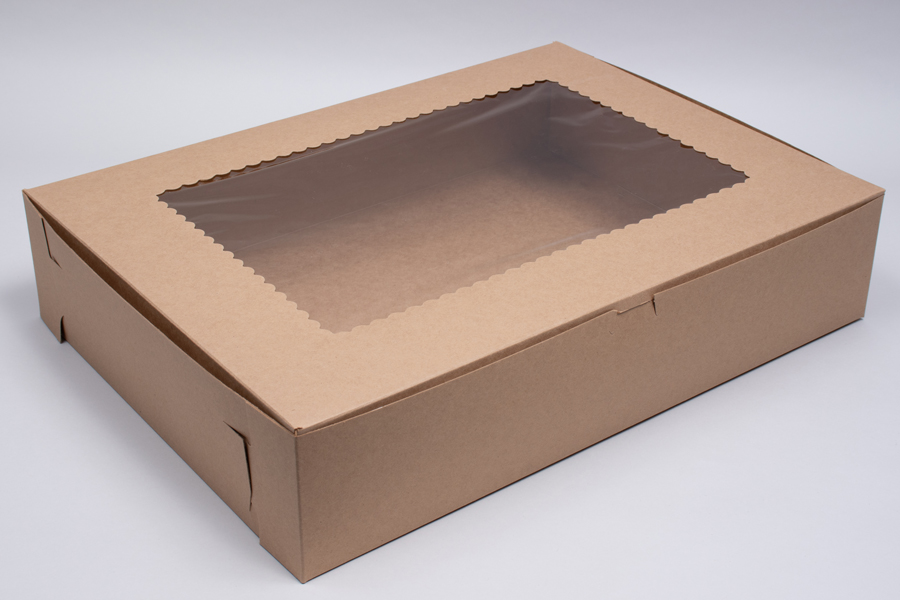 19 x 14 x 4 NATURAL KRAFT CUPCAKE BOXES WITH WINDOWS