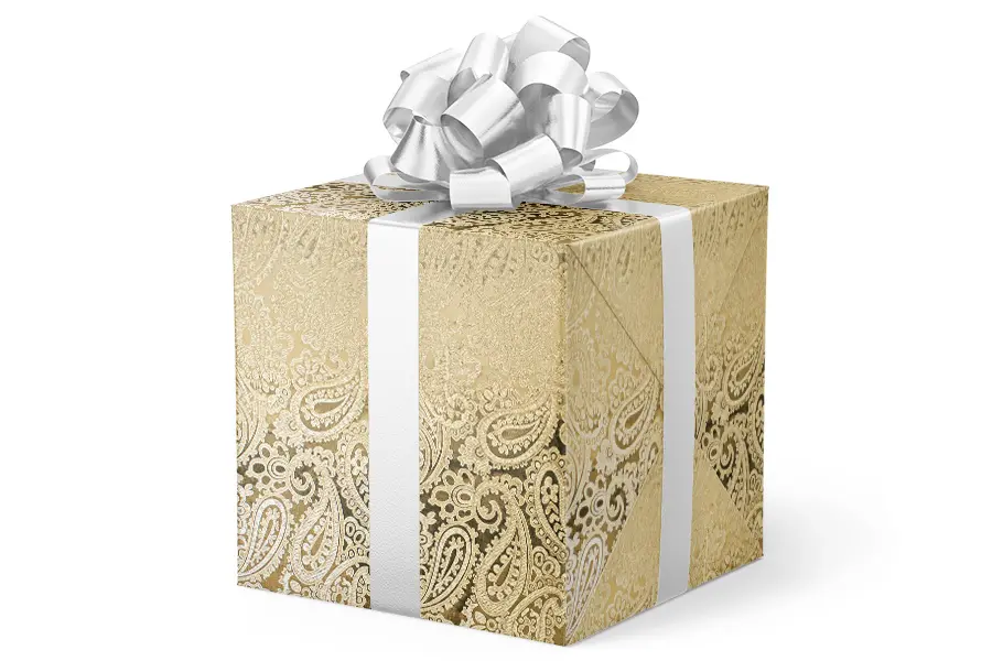 24X417 GW-7740 S6 GOLD FESTIVE PAISLEY FOIL EMBOSSED