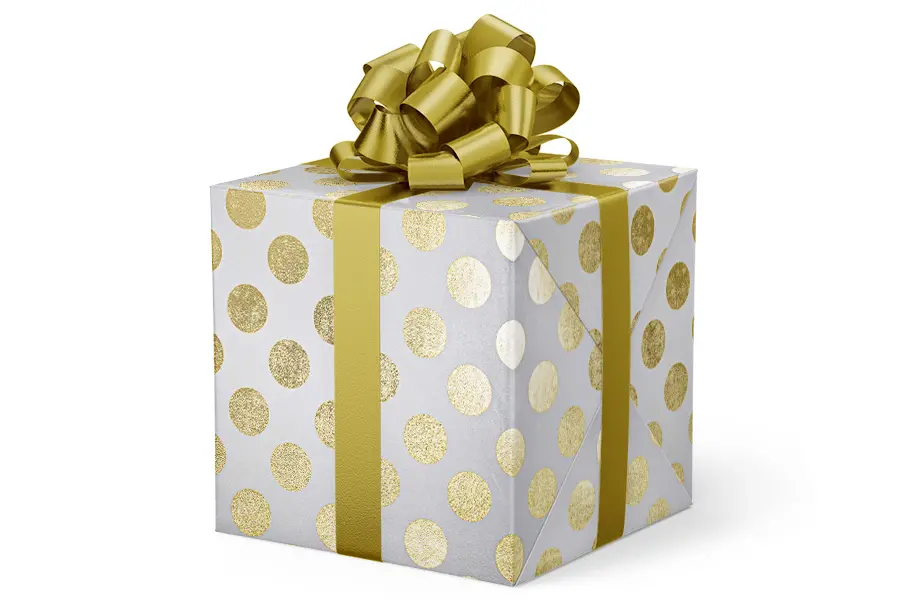 24X417 GW-9228 S75 GOLD/WHITE LARGE DOTS METALLIZED
