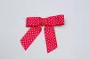 3-1/2" X 2-3/4" GROSGRAIN POLKA-DOTS RED PRE-TIED BOW CLEAR TWIST TIE