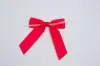 3" X 2-3/4" SATIN RED PRE-TIED BOW CLEAR TWIST TIE