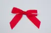 3-1/2" X 2-3/4" GROSGRAIN SOLID RED PRE-TIED BOW CLEAR TWIST TIE