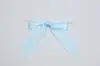 3" X 2-3/4" SATIN LIGHT BLUE PRE-TIED BOW CLEAR TWIST TIE