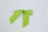 3" X 2-3/4" SATIN KIWI GREEN PRE-TIED BOW CLEAR TWIST TIE
