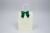 4" X 3-1/4" SATIN FOREST GREEN PRE-TIED BOW CLEAR TWIST TIE