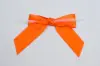 3" X 2-3/4" SATIN ORANGE PRE-TIED BOW CLEAR TWIST TIE