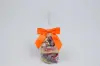 3" X 2-3/4" SATIN ORANGE PRE-TIED BOW CLEAR TWIST TIE
