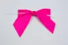 4" X 3-1/4" SATIN AZALEA PRE-TIED BOW CLEAR TWIST TIE