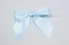 4" X 3-1/4" SATIN LIGHT BLUE PRE-TIED BOW CLEAR TWIST TIE