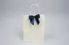 4" X 3-1/4" SATIN NAVY PRE-TIED BOW CLEAR TWIST TIE