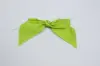 4" X 3-1/4" SATIN KIWI GREEN PRE-TIED BOW CLEAR TWIST TIE
