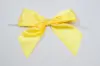 4" X 3-1/4" SATIN DAFFODIL PRE-TIED BOW CLEAR TWIST TIE