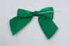 4" X 3-1/4" SATIN FOREST GREEN PRE-TIED BOW CLEAR TWIST TIE
