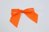 4" X 3-1/4" SATIN ORANGE PRE-TIED BOW CLEAR TWIST TIE