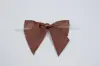 4" X 3-1/4" SATIN BROWN PRE-TIED BOW CLEAR TWIST TIE