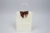4" X 3-1/4" SATIN BROWN PRE-TIED BOW CLEAR TWIST TIE