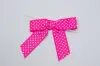 3-1/2" X 2-3/4" GROSGRAIN POLKA-DOTS HOT PINK PRE-TIED BOW CLEAR TWIST TIE