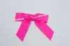 3-1/2" X 2-3/4" GROSGRAIN POLKA-DOTS HOT PINK PRE-TIED BOW CLEAR TWIST TIE