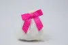 3-1/2" X 2-3/4" GROSGRAIN POLKA-DOTS HOT PINK PRE-TIED BOW CLEAR TWIST TIE