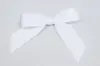 3-1/2" X 2-3/4" GROSGRAIN SOLID WHITE PRE-TIED BOW CLEAR TWIST TIE