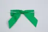 3-1/2" X 2-3/4" GROSGRAIN SOLID EMERALD GREEN PRE-TIED BOW CLEAR TWIST TIE