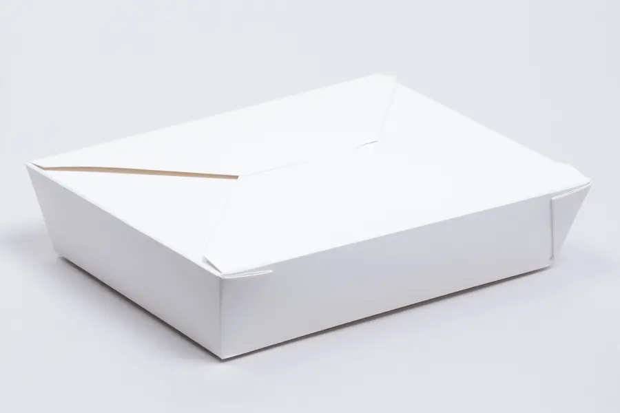#2  7-3/4 X 5-1/2 X 1-7/8 WHITE FOLDING TO-GO BOX
