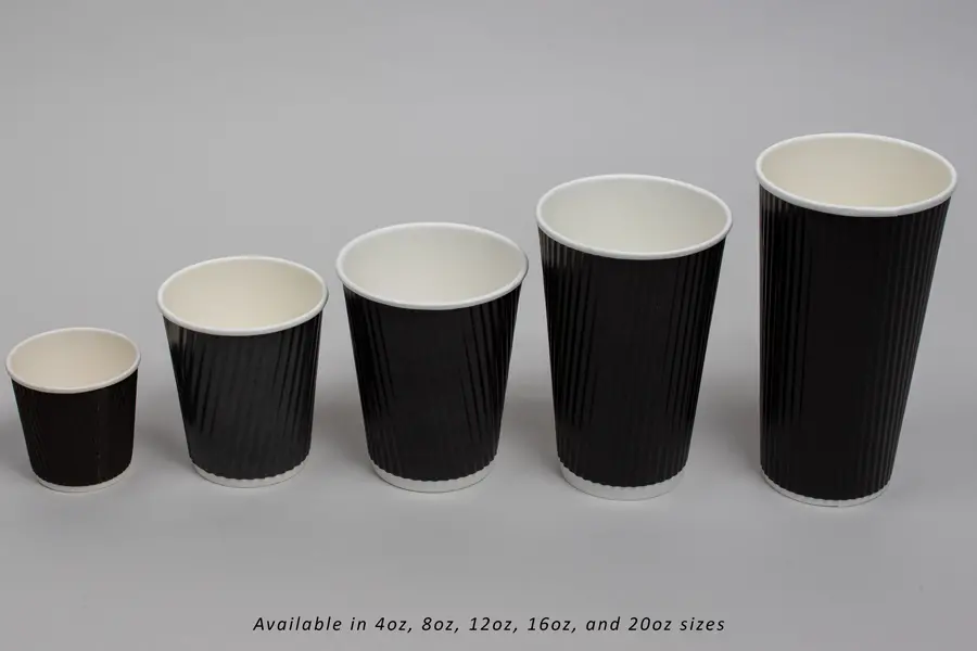 8 Ounce Black Insulated Ripple Paper Cups