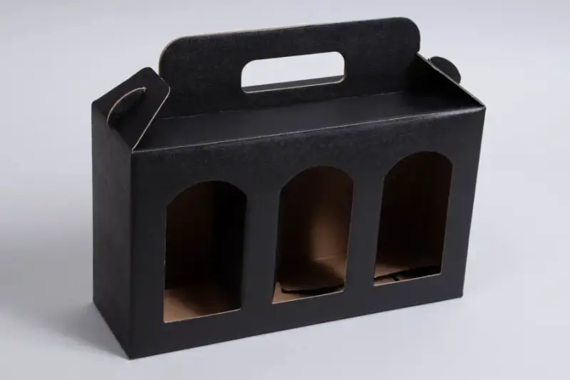 9-13/16 x 3-1/8 x 5-7/8 Matte Black Linen Window Jar Carrier Boxes
