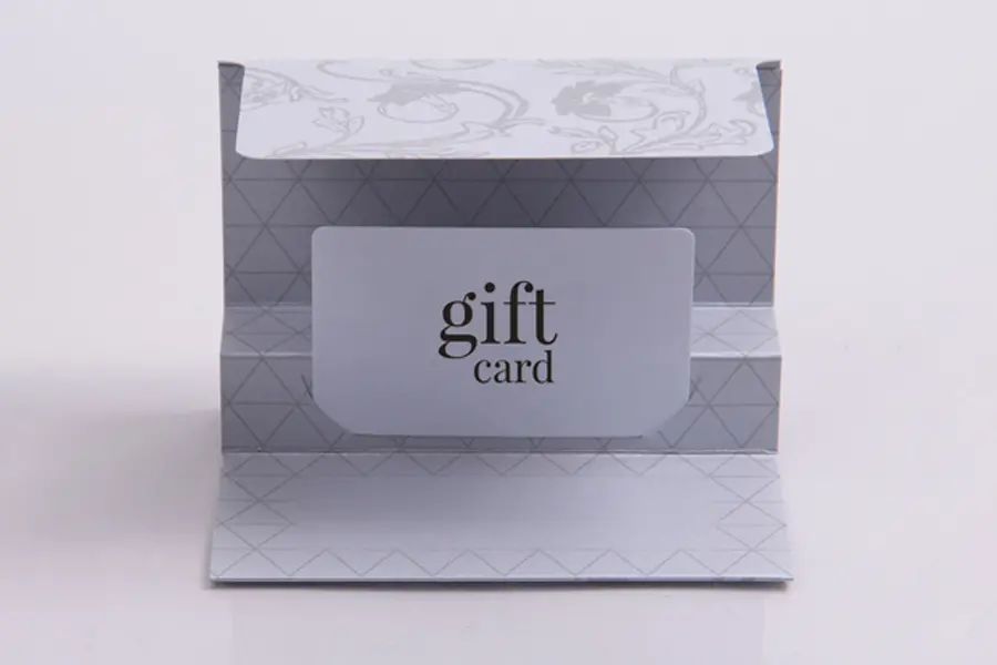 <5X3-3/8 GIFT CARD FOLDERS PLATINUM TRELLIS