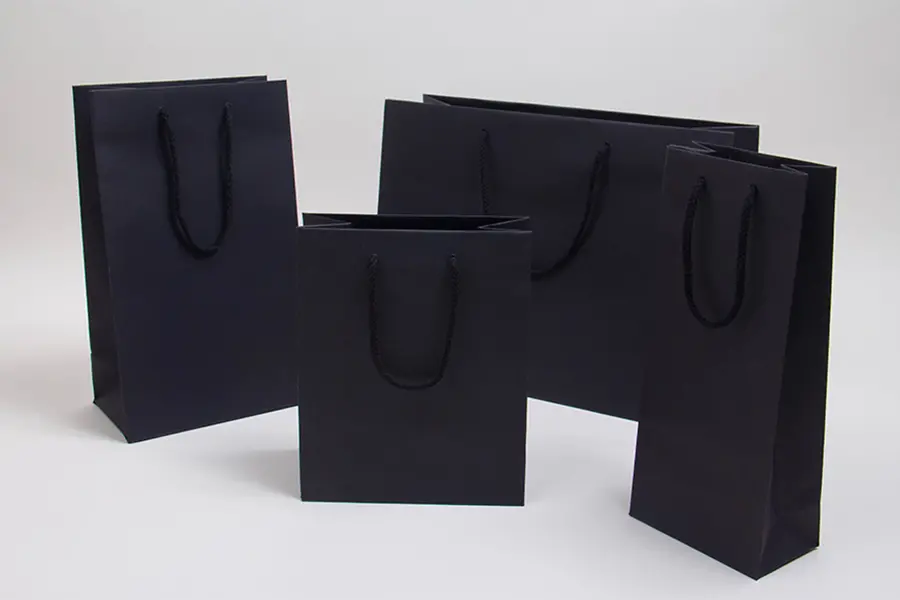 Matte Black Linen Textured Eurotote Bags