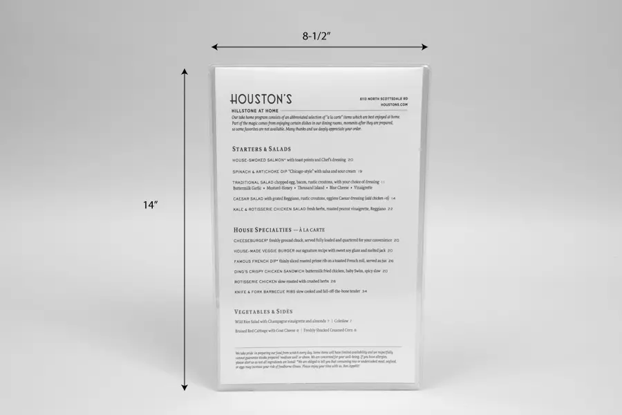 HOUSTONS 8.5X14 MENU SLEEVE W/INSERT