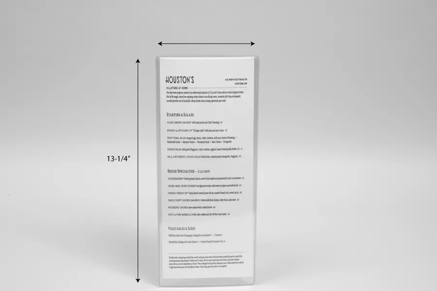HOUSTONS 5.25X13.25 MENU SLEEVE W/INSTS