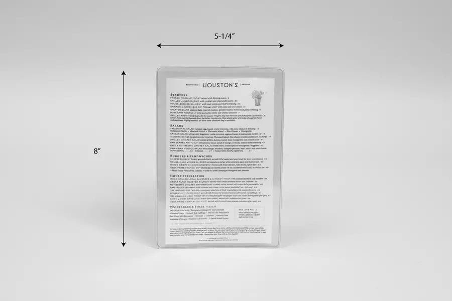 HOUSTONS 5.25X8 MENU SLEEVE W/INSERTS