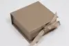 3-1/2X3-1/2X1-1/2 MATTE CHAMPAGNE W/ CHAMPAGNE RIBBON JEWELRY BOX