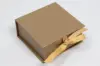 3-1/2X3-1/2X1-1/2 MATTE GOLD W/ GOLD RIBBON JEWELRY BOX