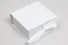 3-1/2X3-1/2X1-1/2 MATTE WHITE W/ WHITE PLATFORM AND RIBBON JEWELRY BOX