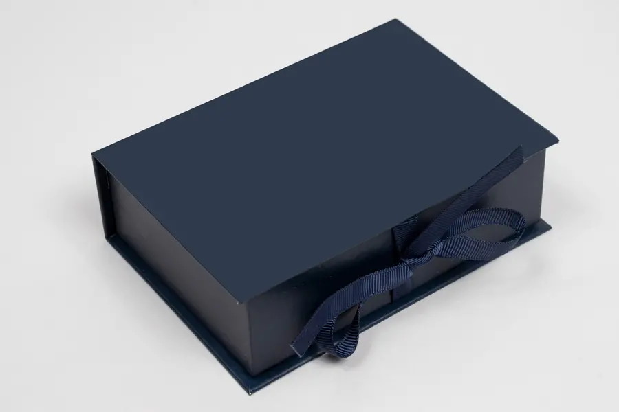5X3-1/2X1-1/2 MATTE NAVY W/ NAVY RIBBON JEWELRY BOX
