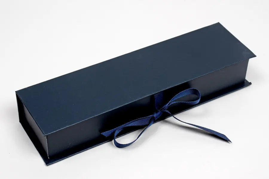 8X2X1-1/4 MATTE NAVY W/ NAVY RIBBON JEWELRY BOX