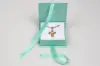 2-3/4X2-3/4X1 MATTE TURQUOISE W/ TURQUOISE RIBBON JEWELRY BOX