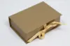 5X3-1/2X1-1/2 MATTE GOLD W/ GOLD RIBBON JEWELRY BOX