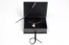5X3-1/2X1-1/2 MATTE WHITE W/ BLACK PLATFORM AND RIBBON JEWELRY BOX